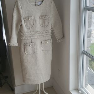 Creme colored tweed dress in wool
